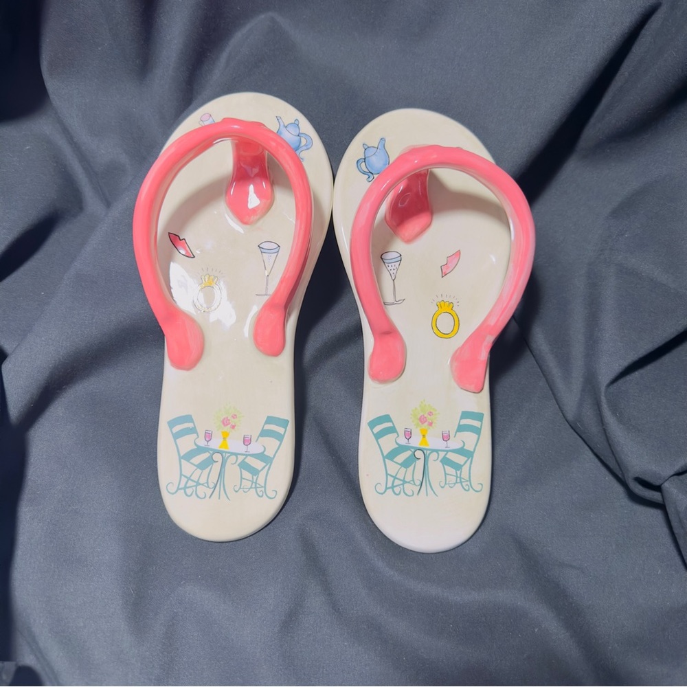 Wall Decor Anne Ormsby Hand Painted Ceramic Wall Hanging Flip Flops Cafe Novelty